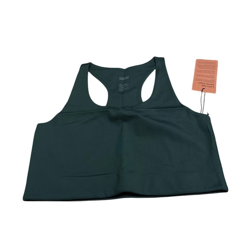 Girlfriend Collective 1002 Paloma Racerback Sports Bra Green Size Large New
